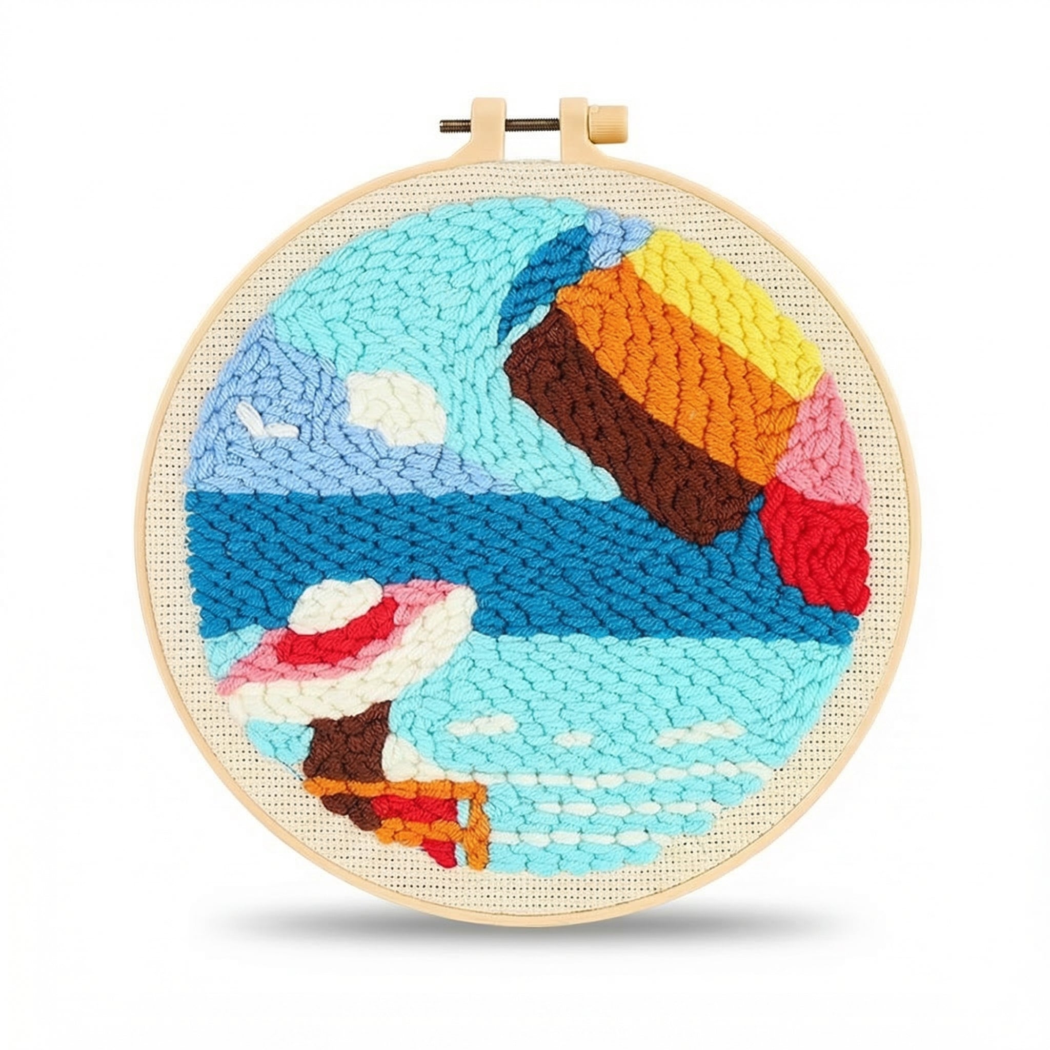 Punch Needle Set mit bunter Wolle und Stickrahmen -    Zorenza