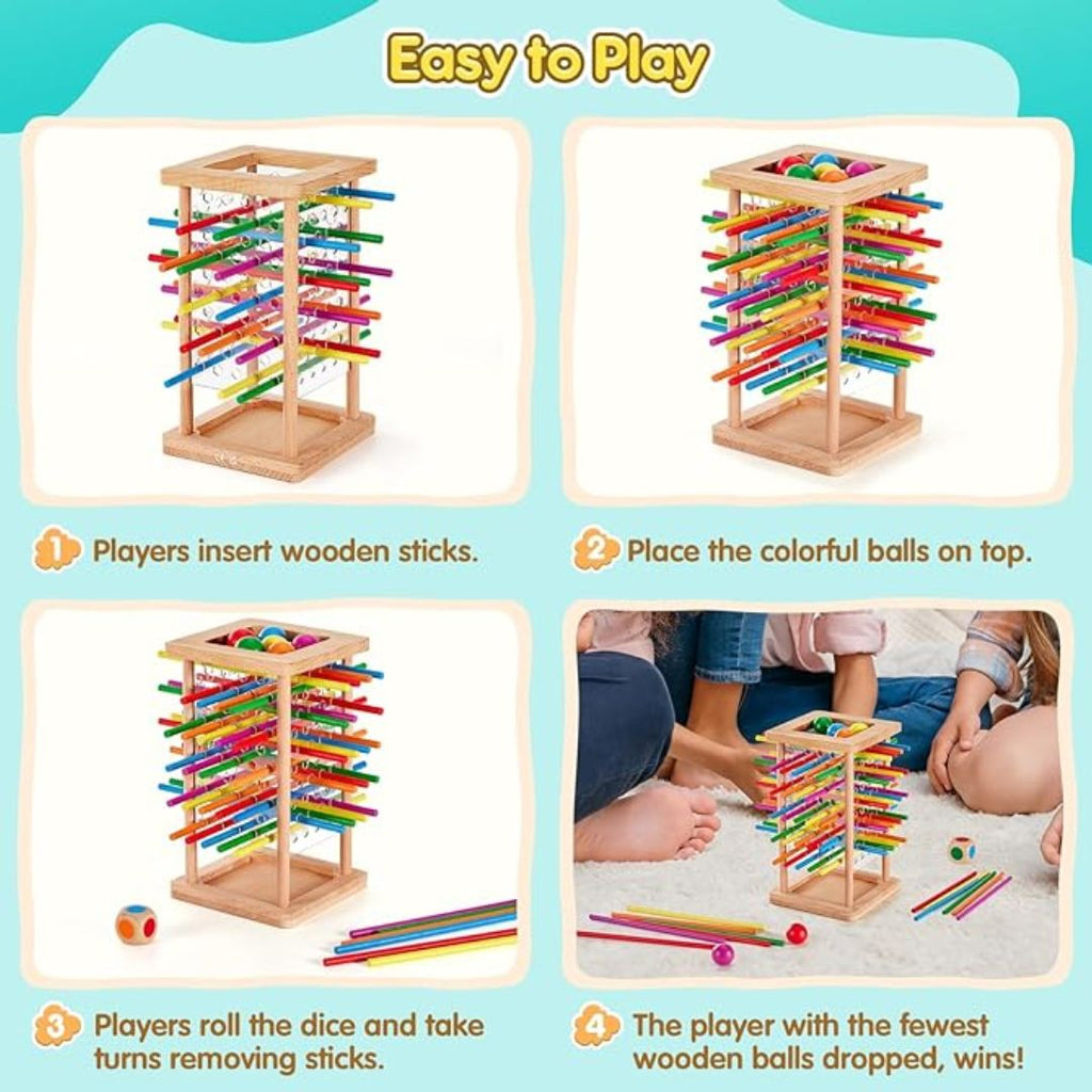 3-in-1 Holzstäbchen-Stapelspiel – Fähigkeitsentwicklung - Zorenza