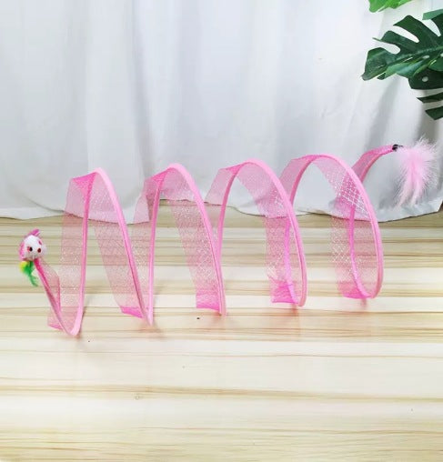 Katzen Spieltunnel mit Spiralform – Interaktives Jagdspielzeug -    Zorenza
