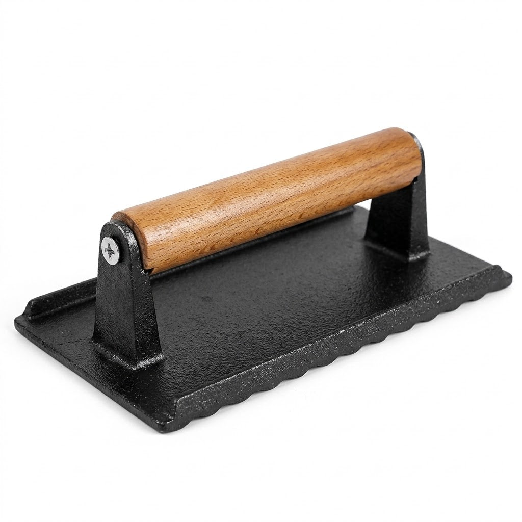 Grillpresse Gusseisen mit Holzgriff -    Zorenza