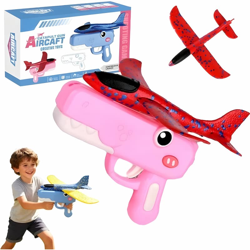 Flugzeug-Abschussgerät Dino mit Schaumstoff-Flugzeug -    Zorenza