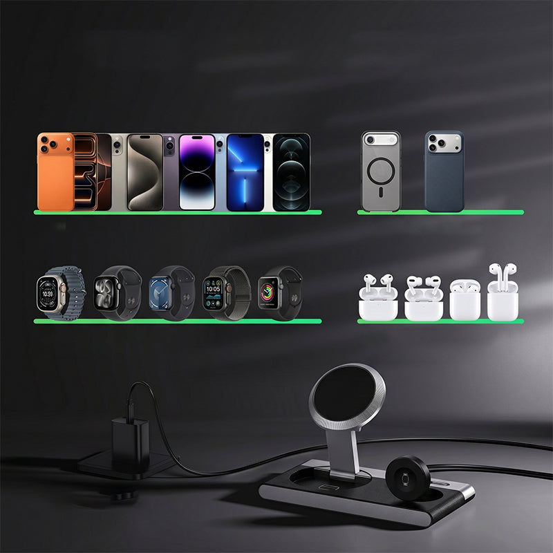 Ladestation 3-in-1 faltbar magnetisch für Smartphone Watch Earbuds -    Zorenza