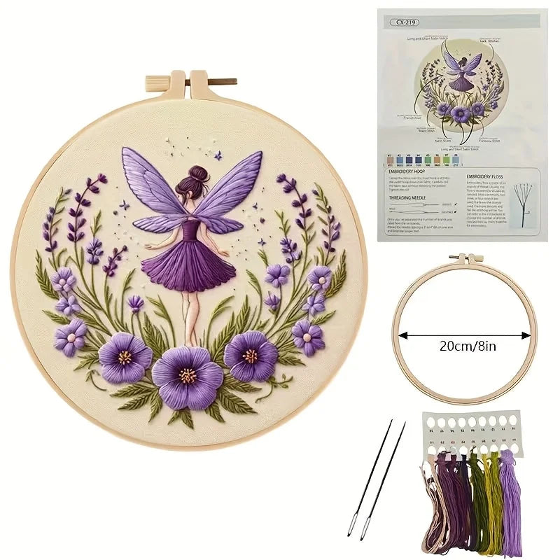 Stickset Feenmädchen – Komplettes Anfänger-Set mit Rahmen Zorenza