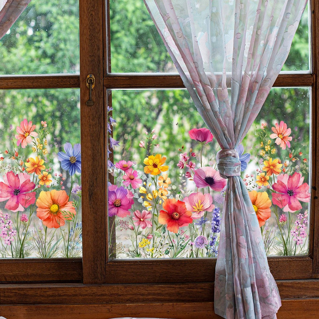 Fensteraufkleber mit Blumen- und Schmetterlingmotiven Zorenza