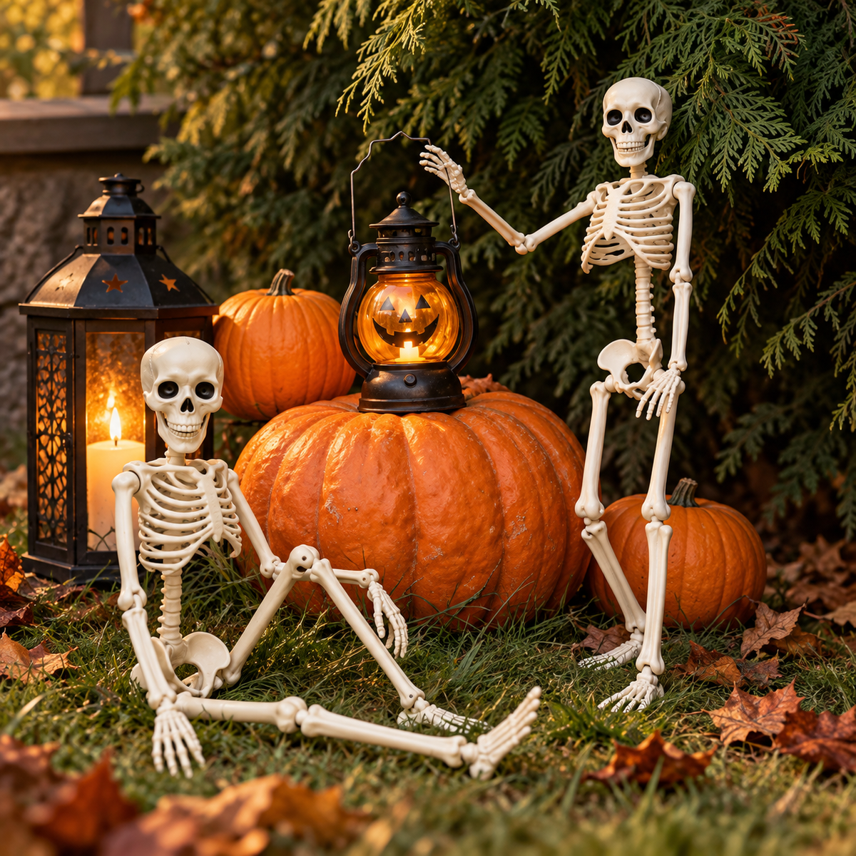 Halloween-Skelett 40 cm beweglich – Deko für Garten und Innenbereich -    Zorenza