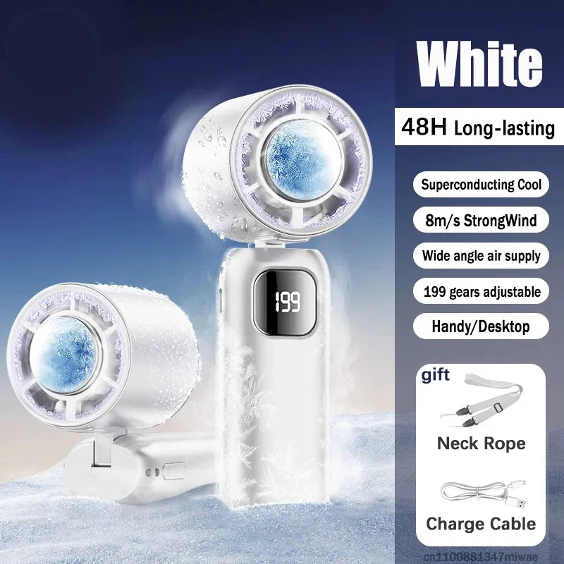 Turbo-Handventilator mit Eis-Kühlfunktion und LED-Display -    Zorenza