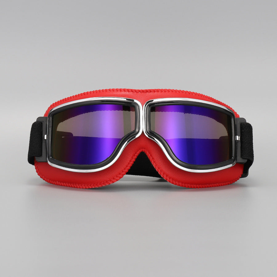 Motorradbrille Vintage-Design mit verstellbarem Gummiband -    Zorenza