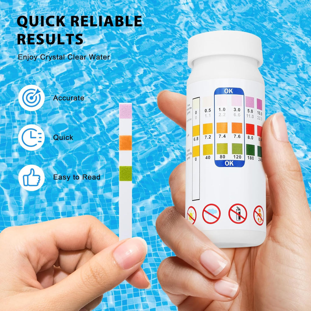 Pool-Teststreifen 3-in-1 für Chlor, pH-Wert und Alkalinität -    Zorenza