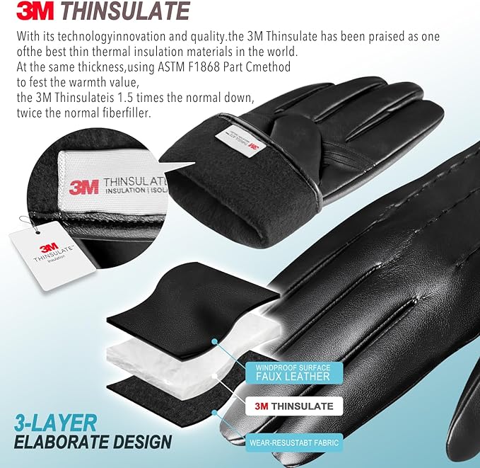Leder-Touchscreen-Handschuhe mit Kaschmir-Fütterung -    Zorenza