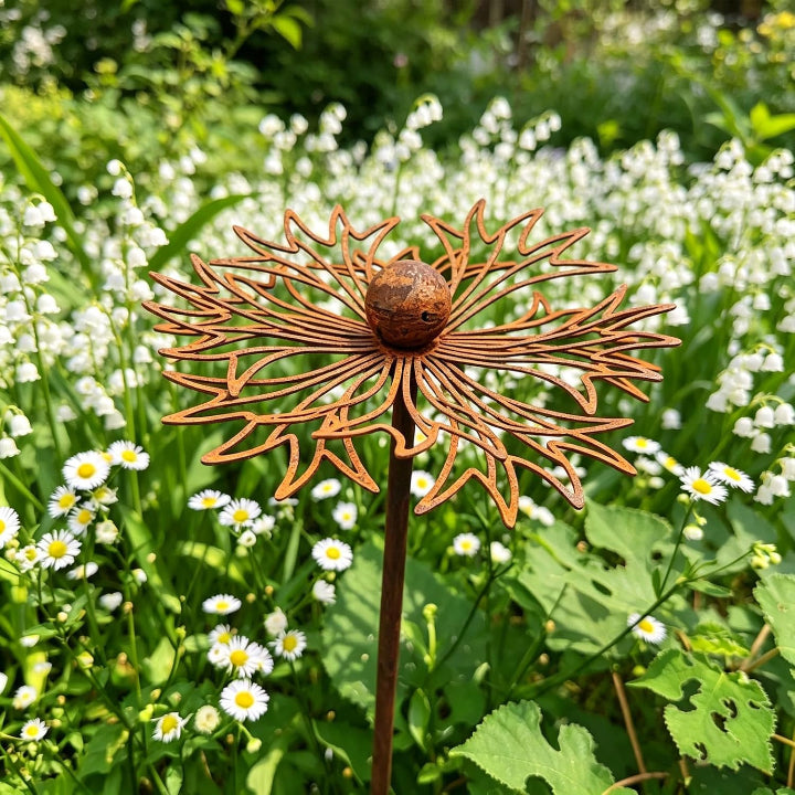 Gartenstecker Blüte aus Eisen in Rostoptik, Ø 15 cm -    Zorenza