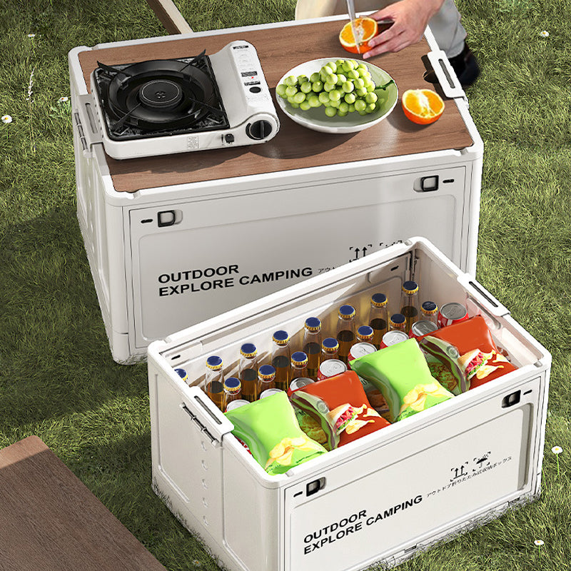 Faltbare Aufbewahrungsbox mit Holzdeckel für Camping -    Zorenza