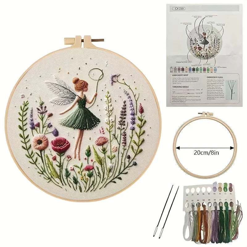 Stickset Feenmädchen – Komplettes Anfänger-Set mit Rahmen Zorenza