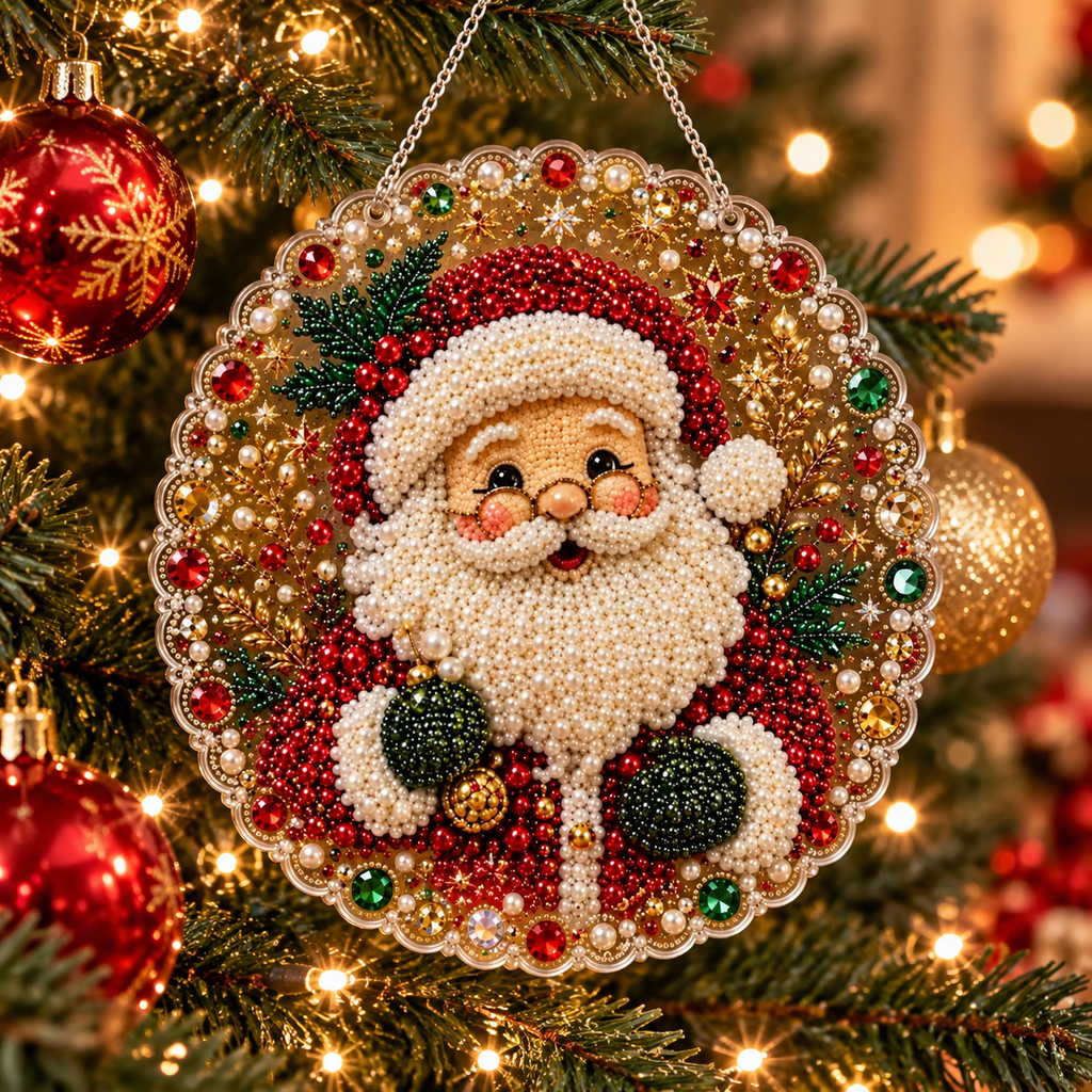 Diamond-Art Weihnachtsornament-Bastelset mit Strass und Perlen -    Zorenza