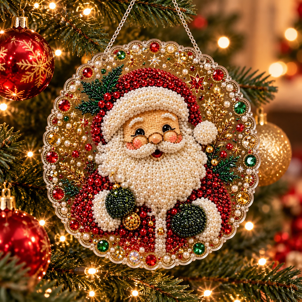 Diamond-Art Weihnachtsornament-Bastelset mit Strass und Perlen -    Zorenza