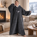 Kapuzendecke Sherpa Fleece Übergröße mit Ärmeln und Tasche -    Zorenza