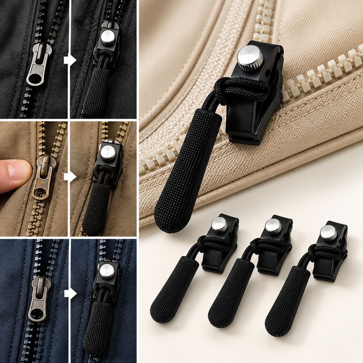 Reißverschluss-Reparatur-Set 15-teilig für Jacken, Taschen und Schuhe -    Zorenza