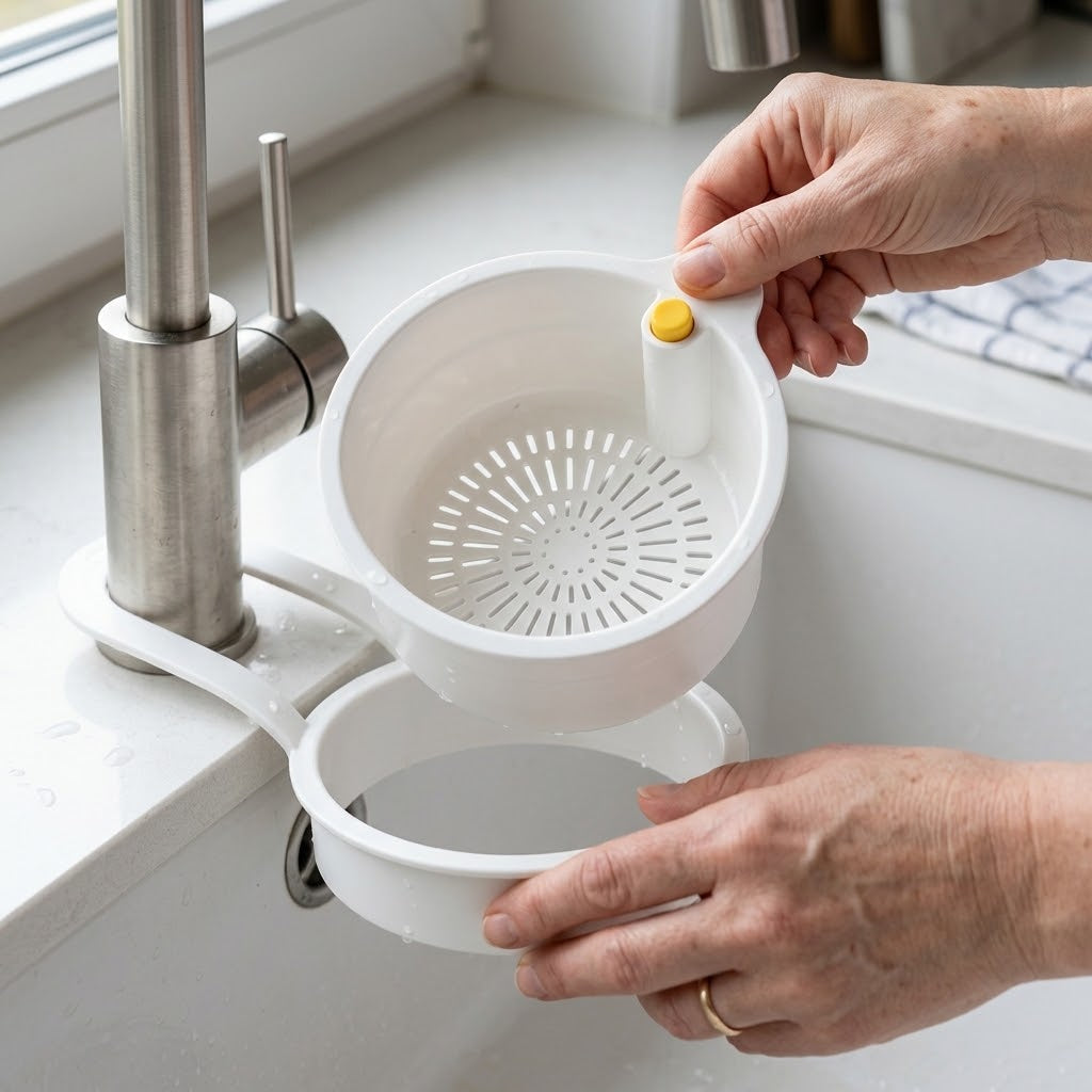 Hänge-Sieb für den Wasserhahn mit Klick-Entleerung, 14,2 cm -    Zorenza