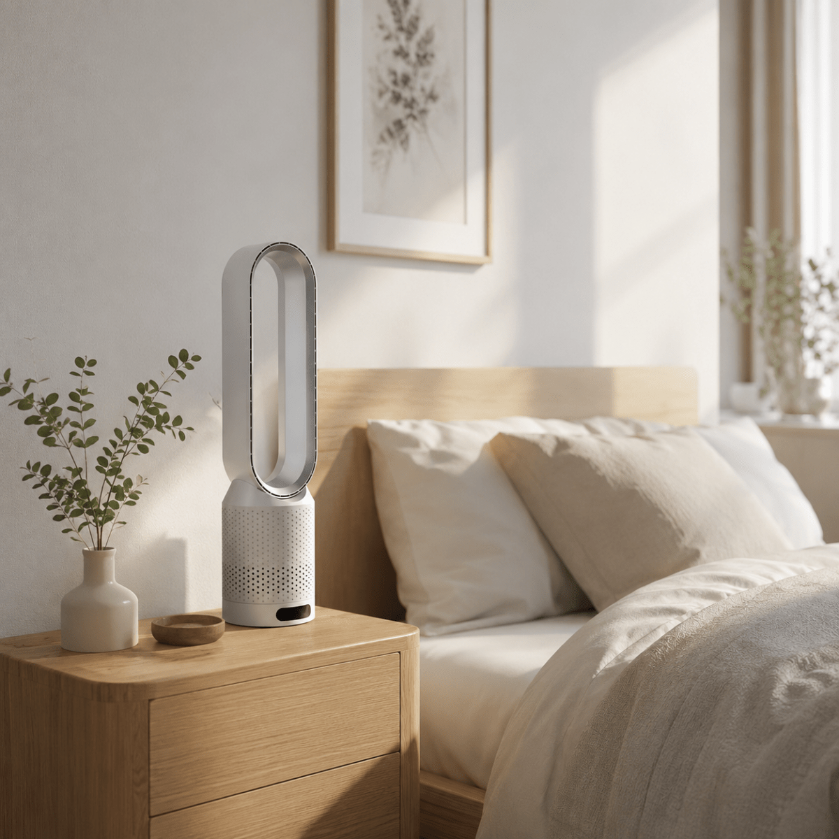 Turmventilator 3-in-1 ohne Flügel – 6 Stufen, 90° Oszillation -    Zorenza
