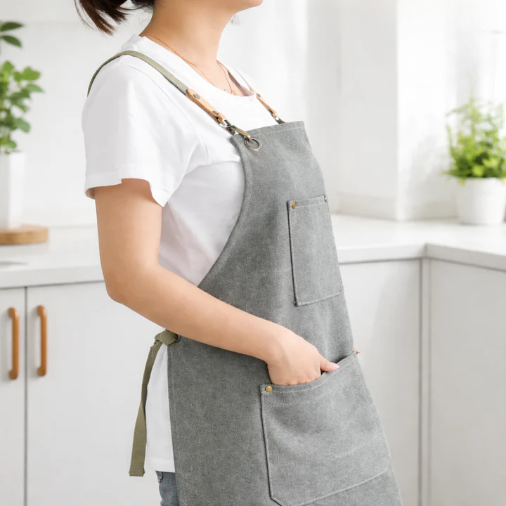 Canvas-Arbeitsschürze mit Kreuzträgern und mehreren Taschen Zorenza