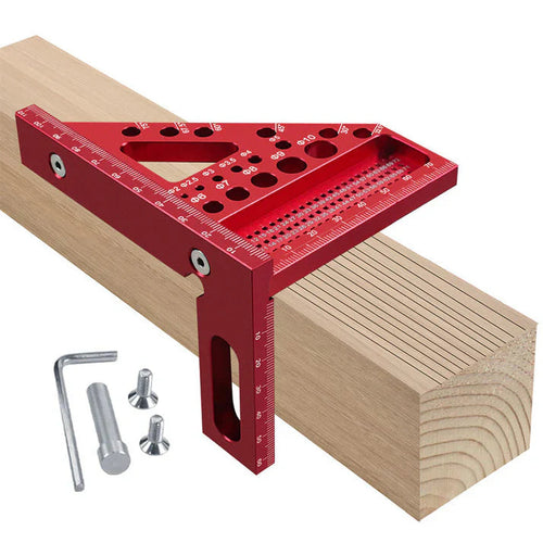 Aluminium Woodworking Square with Drill Guide Holes – 90° and 45° Zorenza