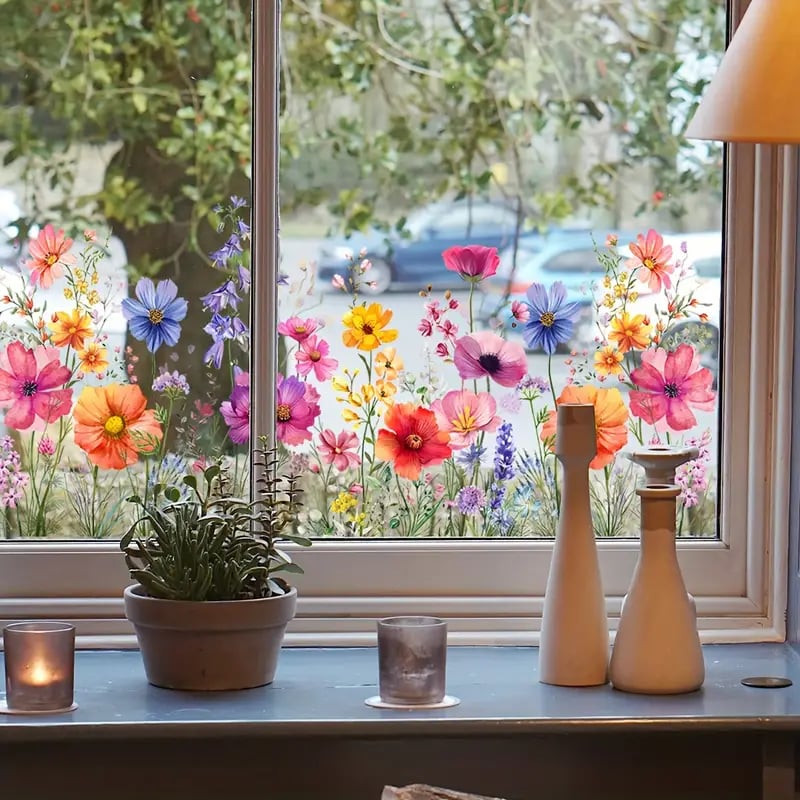 Fensteraufkleber mit Blumen- und Schmetterlingmotiven Zorenza