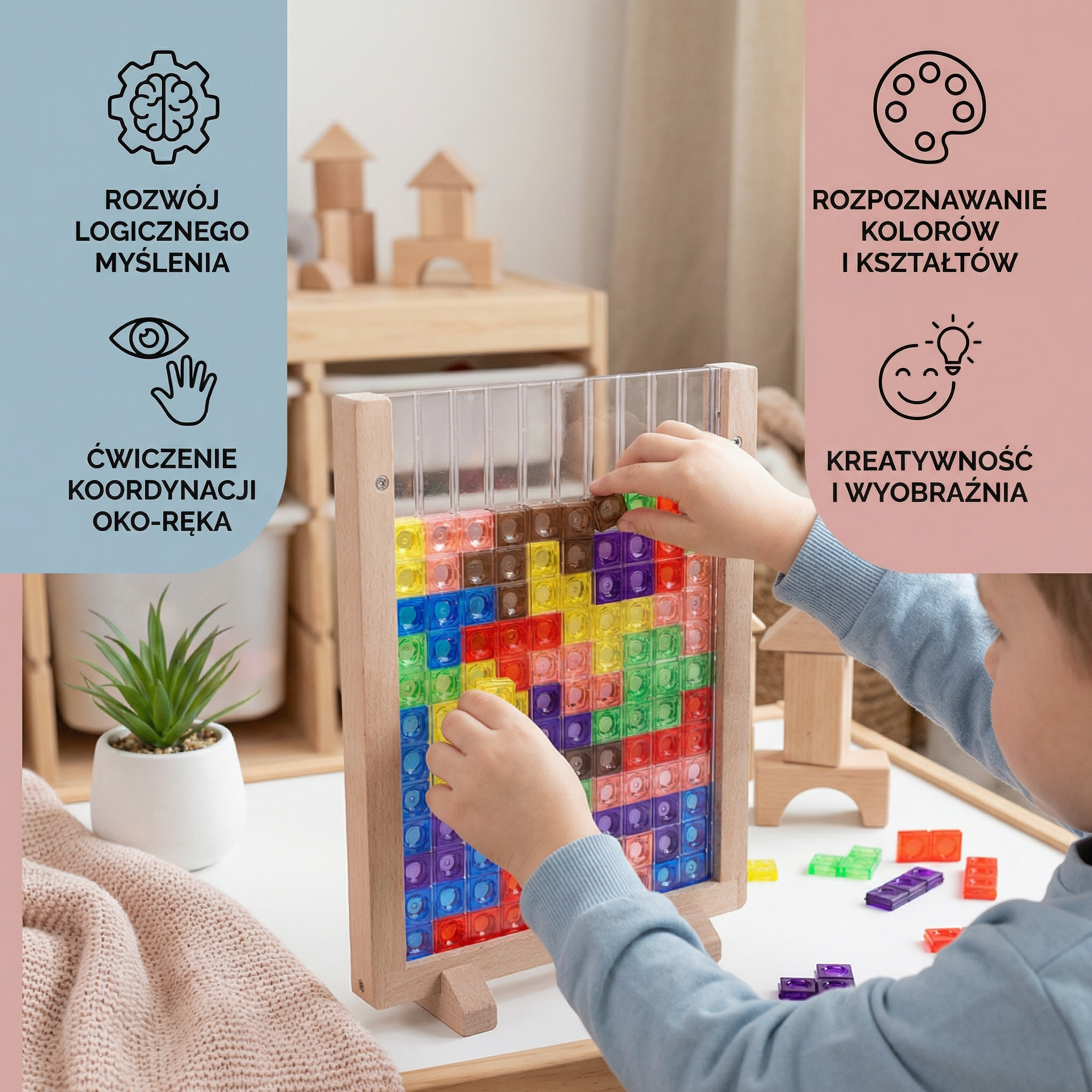 Puzzle-Bausteine aus Holz für Kinder ab 2 Jahren -    Zorenza
