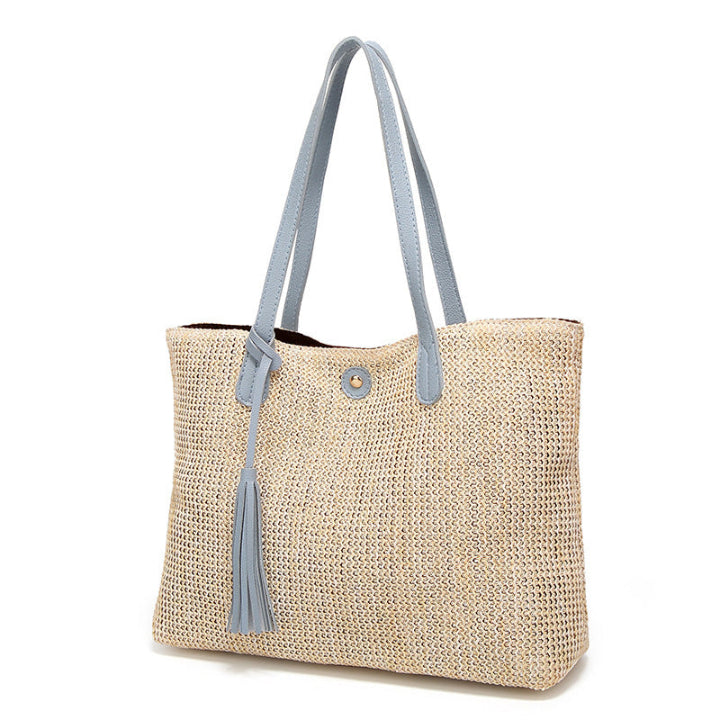 Strandtasche mit Lederhenkel und Quaste -    Zorenza