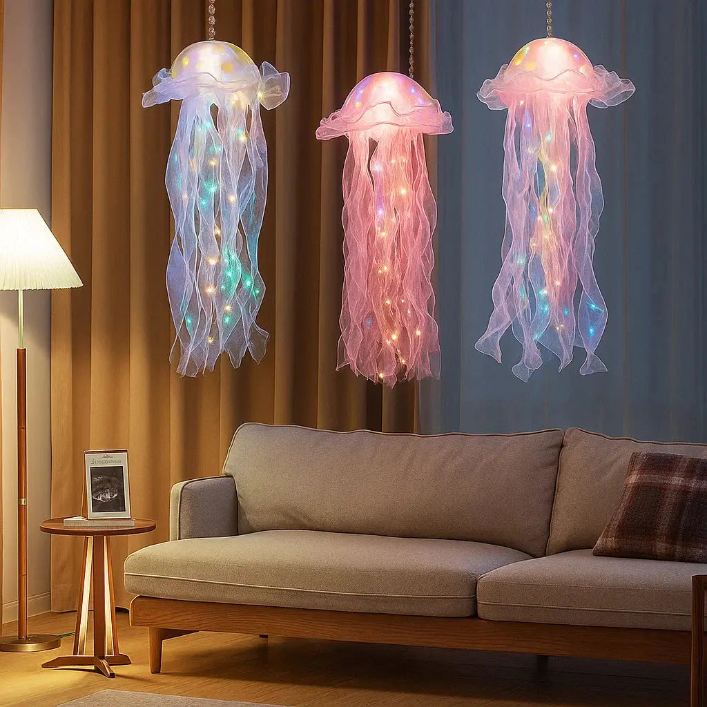 Quallen-Hängeleuchte mit LED-Licht -    Zorenza
