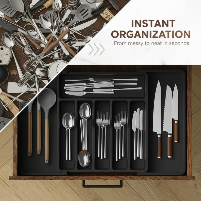 Ausziehbarer Besteck-Schubladenorganizer – Verstellbar 33–57 cm Zorenza