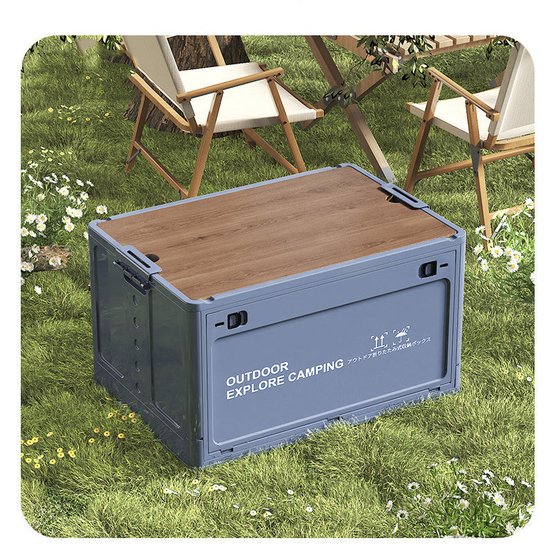 Faltbare Aufbewahrungsbox mit Holzdeckel für Camping -    Zorenza