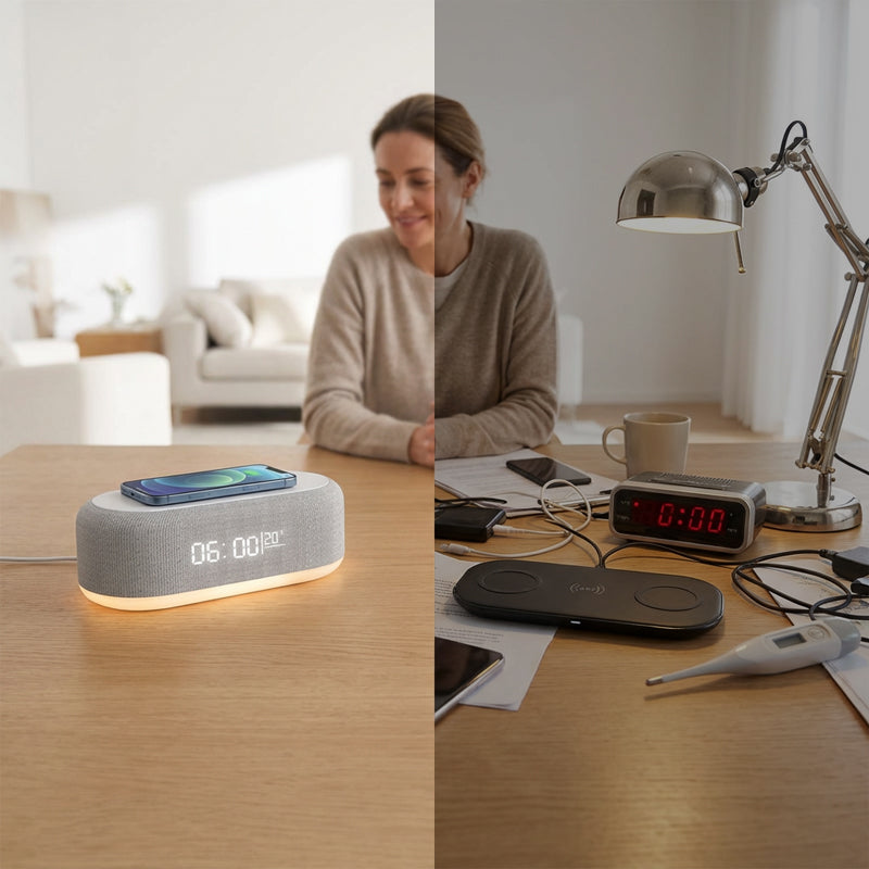 Wecker mit kabellosem Ladegerät und LED-Anzeige -    Zorenza