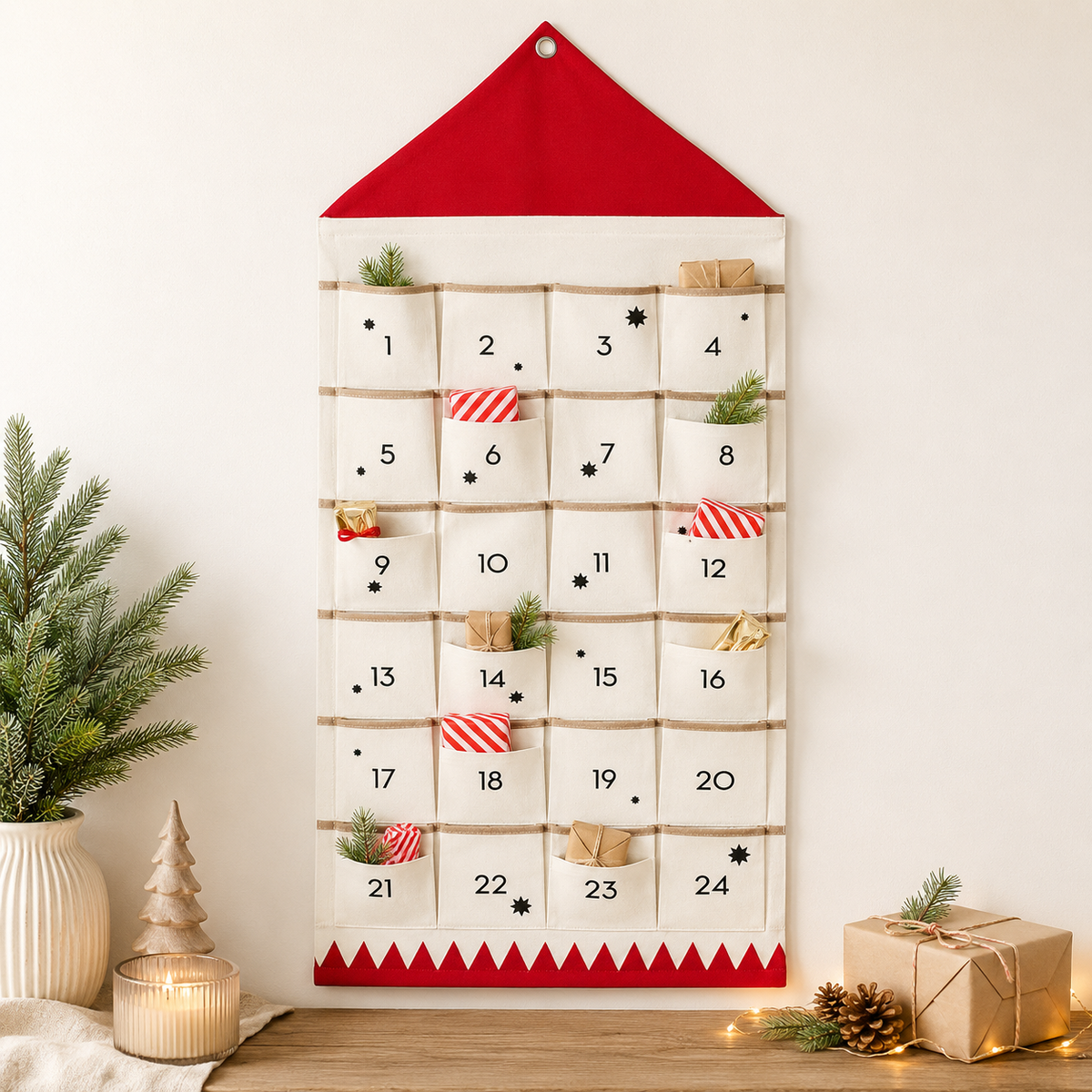 Adventskalender zum Befüllen Stoff 24 Taschen -    Zorenza