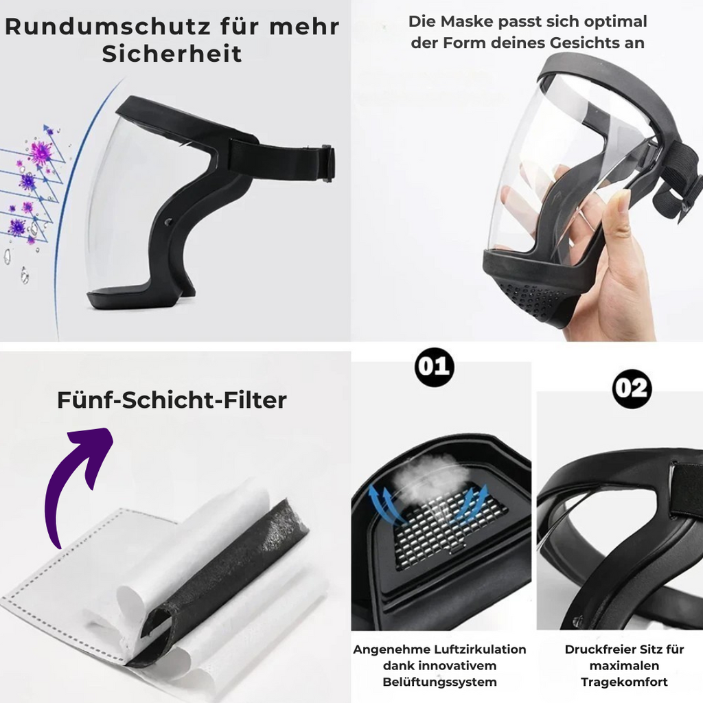 Atemschutzmaske mit HEPA-Filter – Wasserfest und wiederverwendbar -    Zorenza