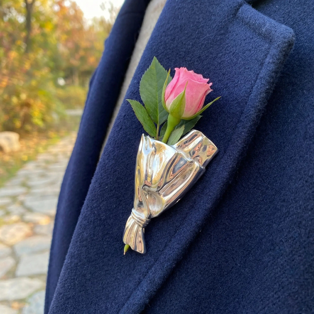 Blumenvase-Brosche mit kleiner Öffnung für frische Stiele Zorenza