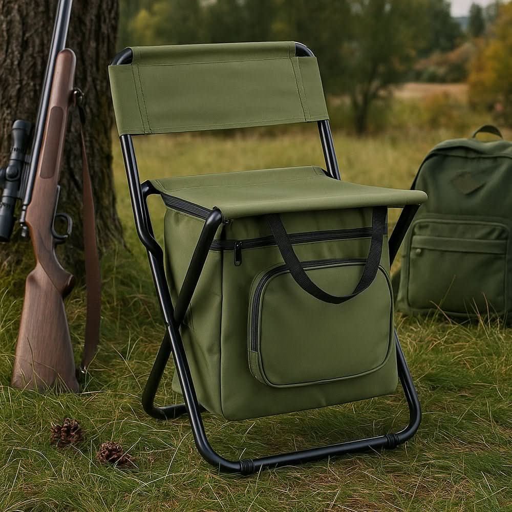 Klappstuhl mit Kühltasche – Outdoor-Stuhl für Camping und Angeln -    Zorenza