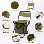 Klappstuhl mit Kühltasche – Outdoor-Stuhl für Camping und Angeln -    Zorenza