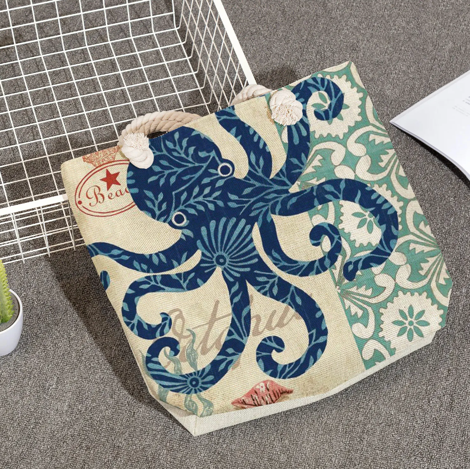 Strandtasche Leinen mit Meeresmotiv -    Zorenza