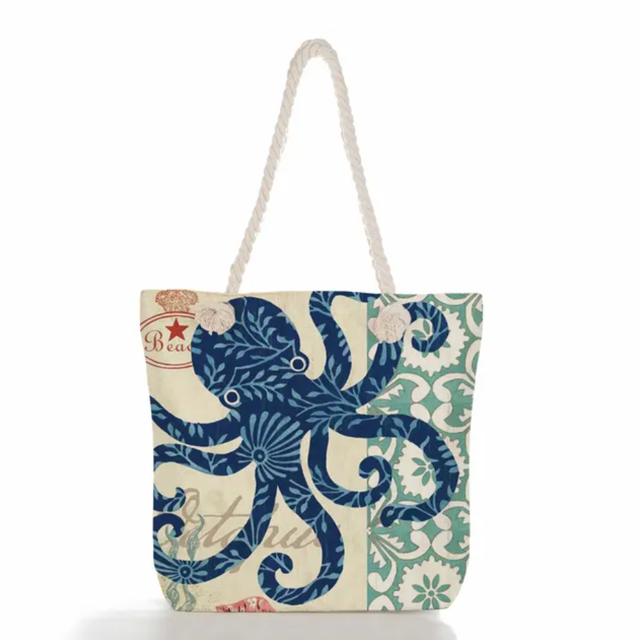 Strandtasche Leinen mit Meeresmotiv -    Zorenza