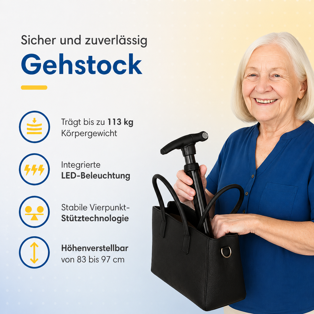Gehstock höhenverstellbar mit LED-Beleuchtung -    Zorenza