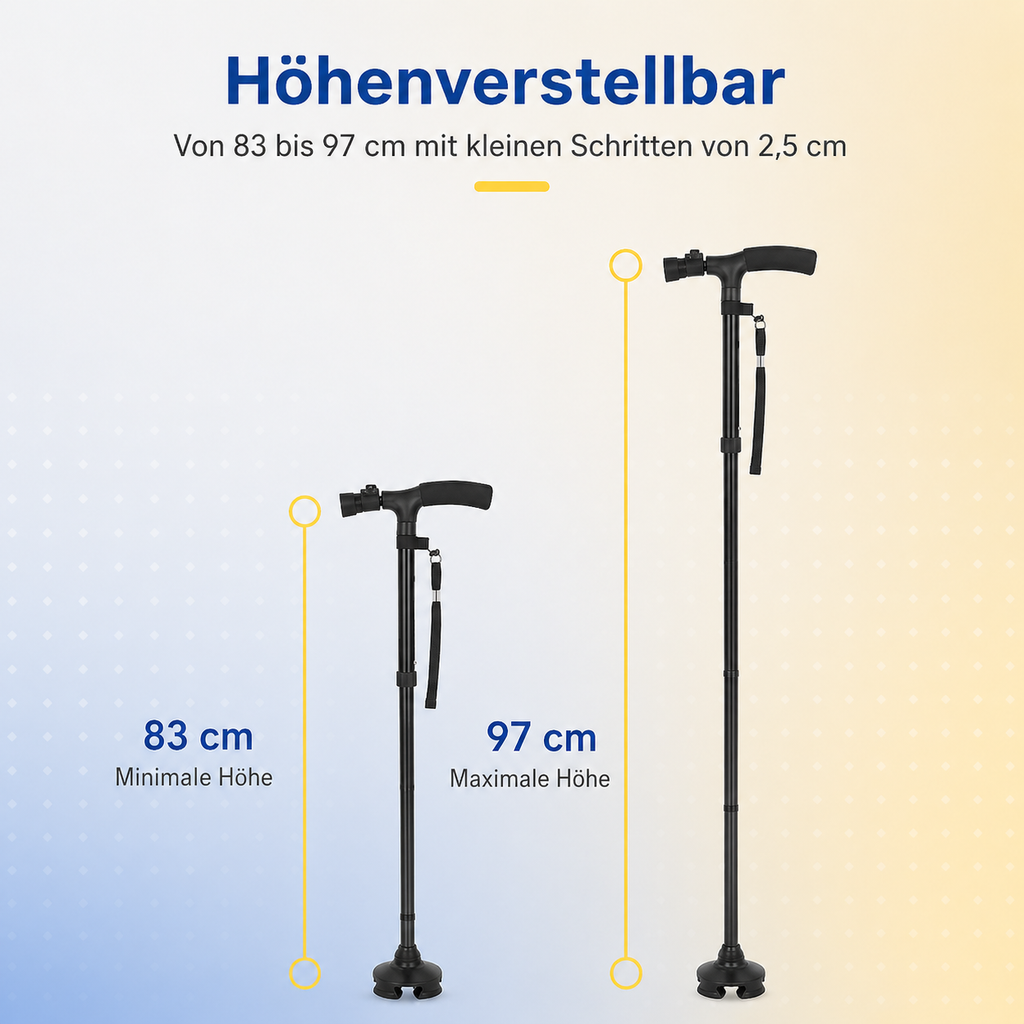Gehstock höhenverstellbar mit LED-Beleuchtung -    Zorenza