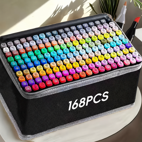 Alkoholmarker Set 168 Farben doppelseitig -    Zorenza