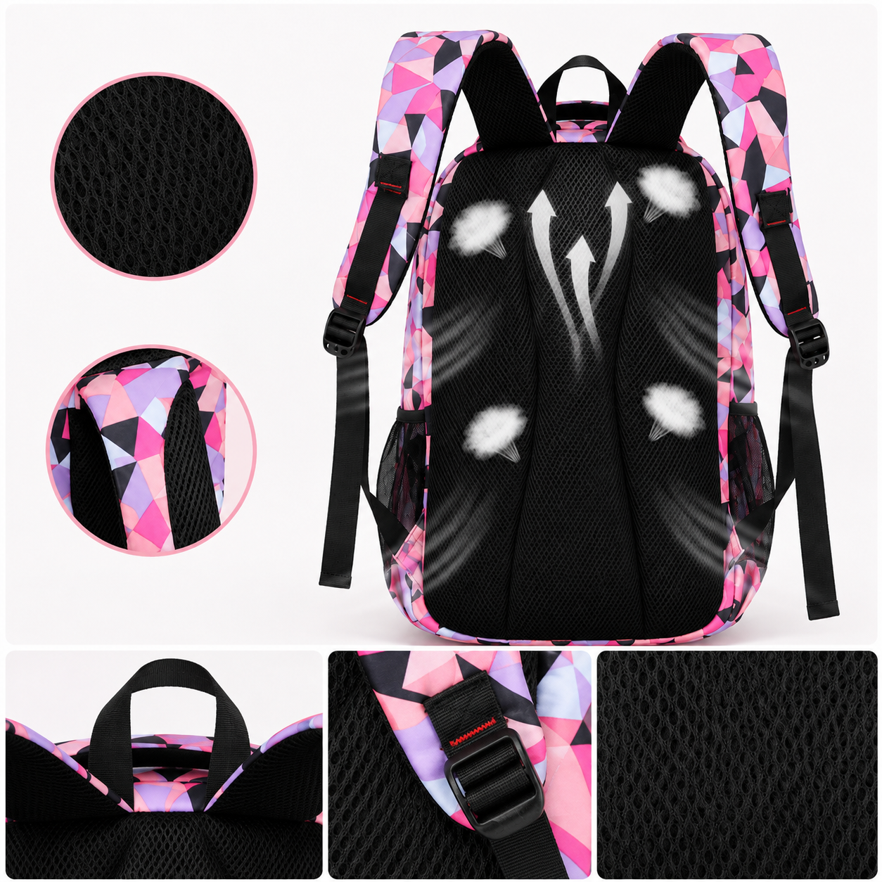 Schulrucksack-Set 3-teilig mit geometrischem Muster -    Zorenza