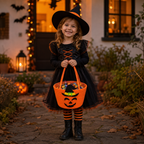 Halloween-Korb Zauberhut-Motiv – Geräumig mit robusten Griffen -    Zorenza