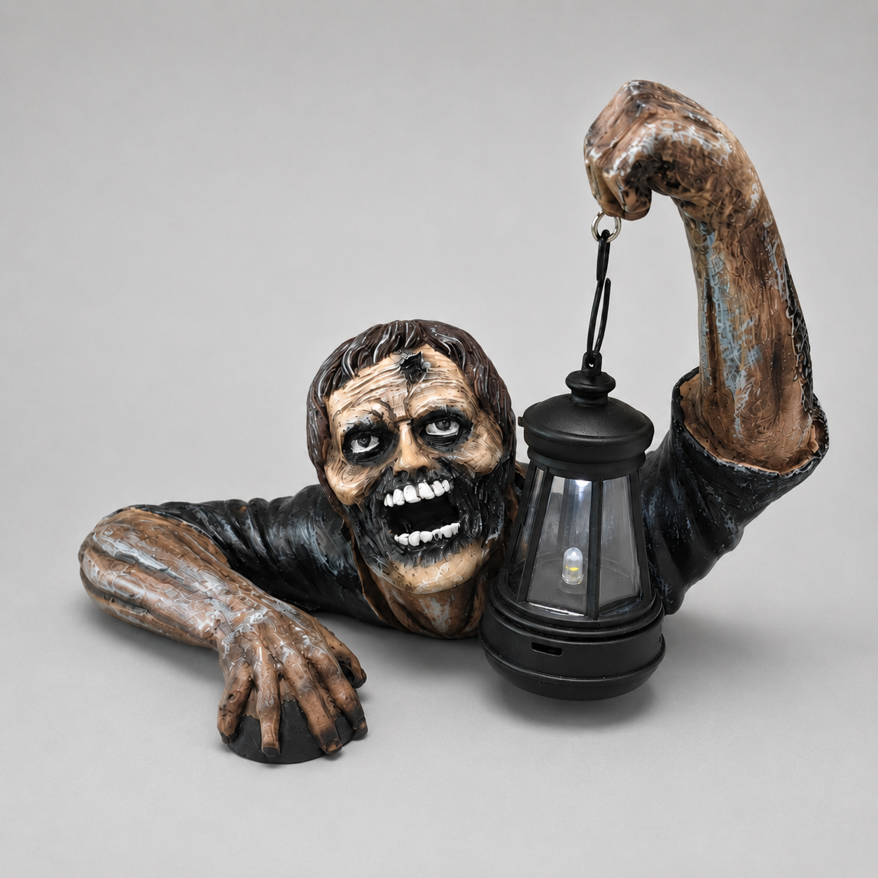 Zombie-Gartenfigur mit Laterne aus Resin -    Zorenza