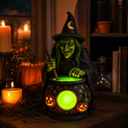 Hexen-Kessel Tischlampe Harz mit Neon-Grüner LED -    Zorenza
