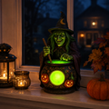 Hexen-Kessel Tischlampe Harz mit Neon-Grüner LED -    Zorenza