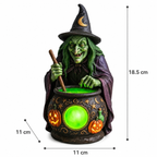 Hexen-Kessel Tischlampe Harz mit Neon-Grüner LED -    Zorenza