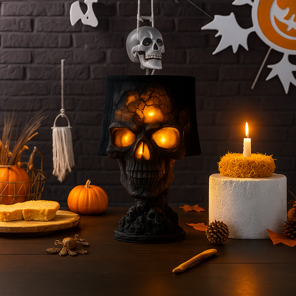 Totenkopf-Lampe Lava-Effekt – Düsteres Design für Schlafzimmer und Gaming-Raum -    Zorenza