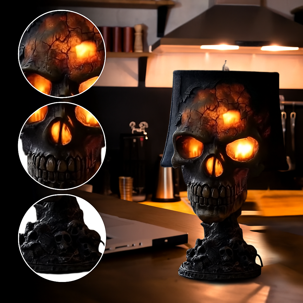 Totenkopf-Lampe Lava-Effekt – Düsteres Design für Schlafzimmer und Gaming-Raum -    Zorenza