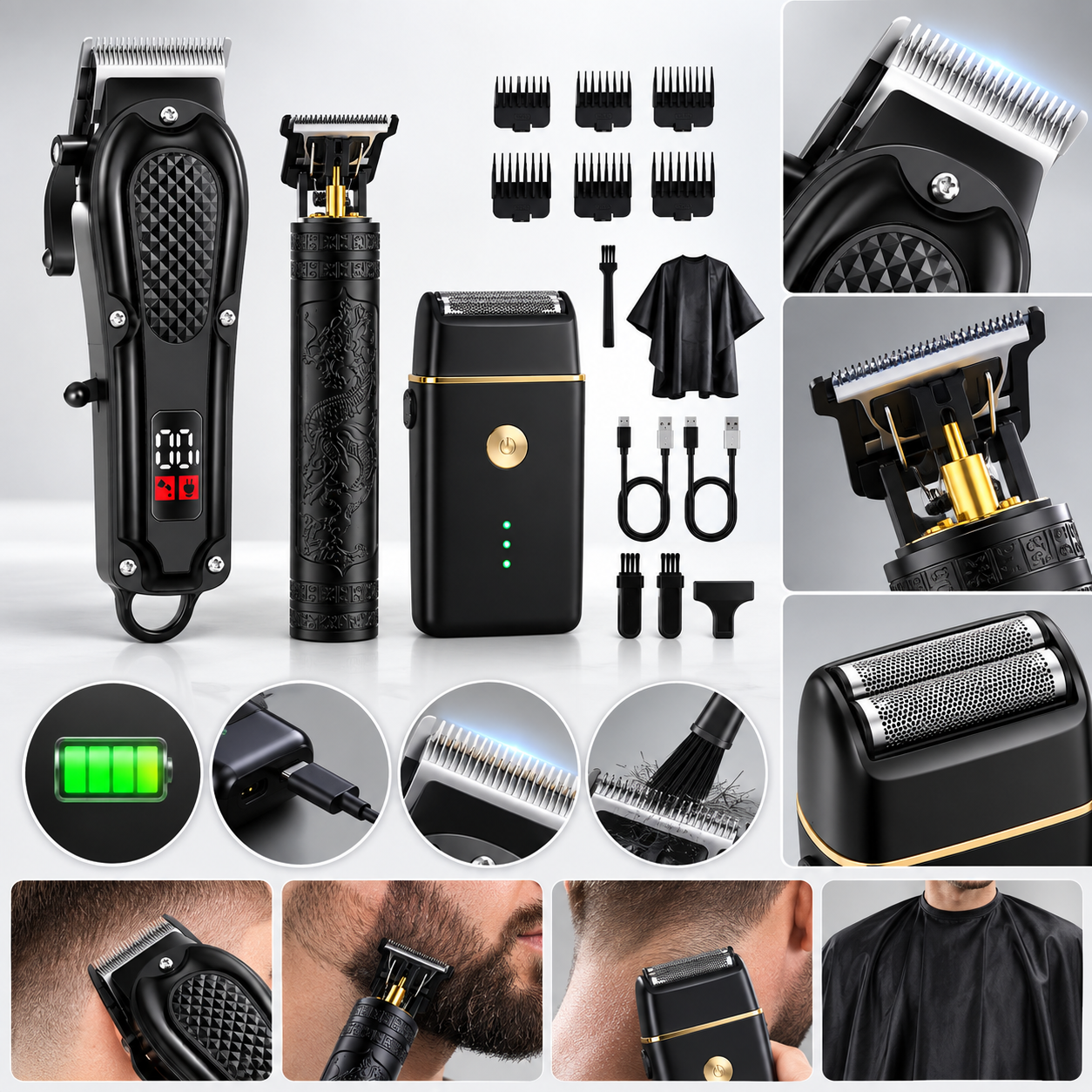 Trimmer-Set 3-teilig – Haarschneider, Barttrimmer und Präzisionstrimmer -    Zorenza
